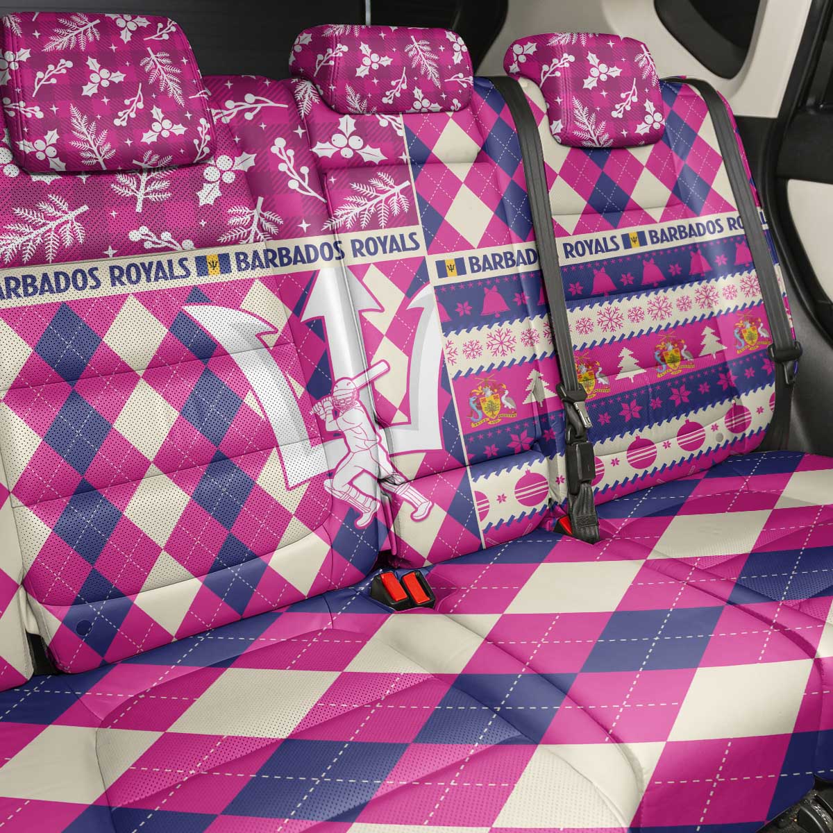 Barbados Cricket Christmas Back Car Seat Cover Merry Xmas Royals - Wonder Print Shop