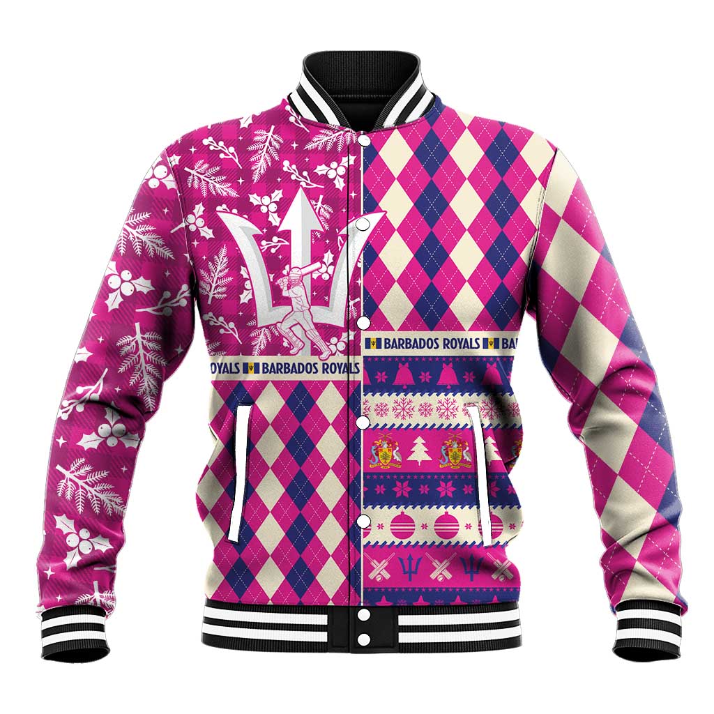 Personalized Barbados Cricket Christmas Baseball Jacket Merry Xmas Royals - Wonder Print Shop