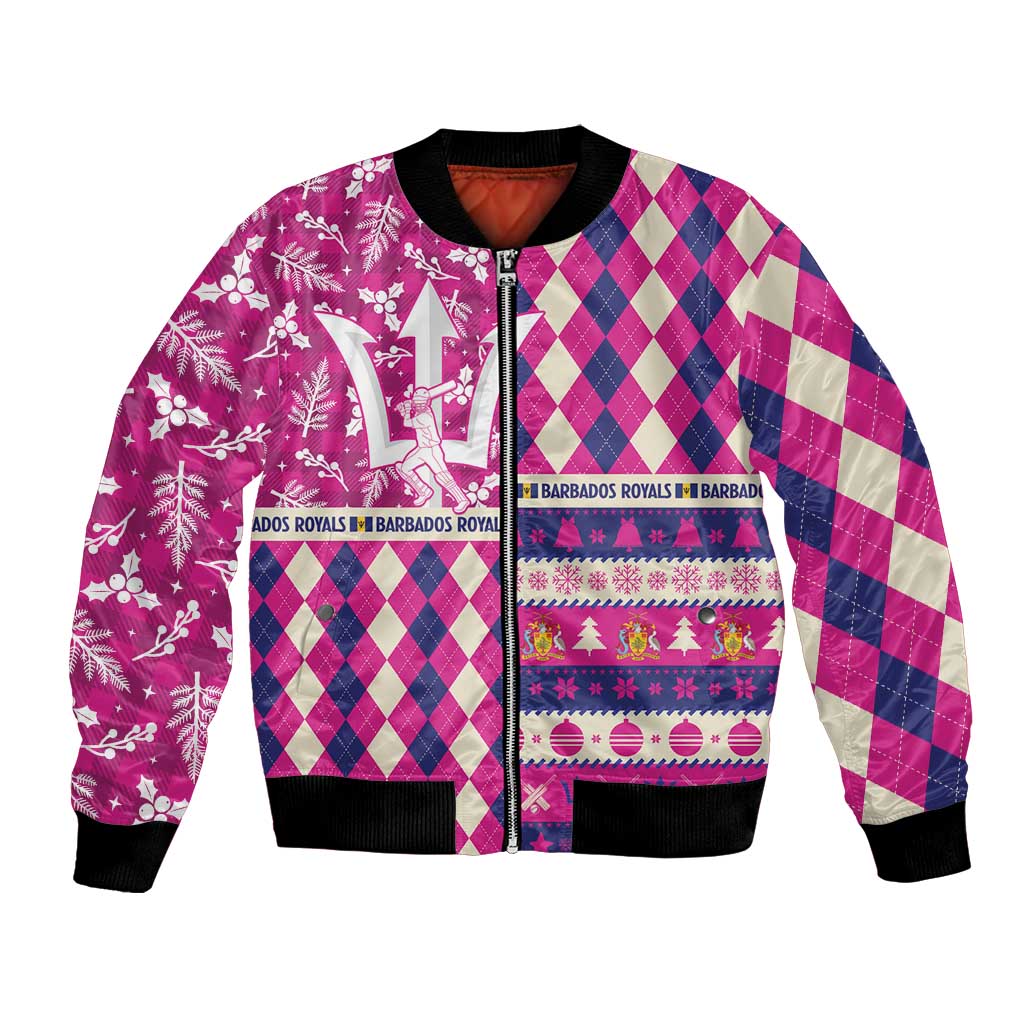 Personalized Barbados Cricket Christmas Bomber Jacket Merry Xmas Royals - Wonder Print Shop