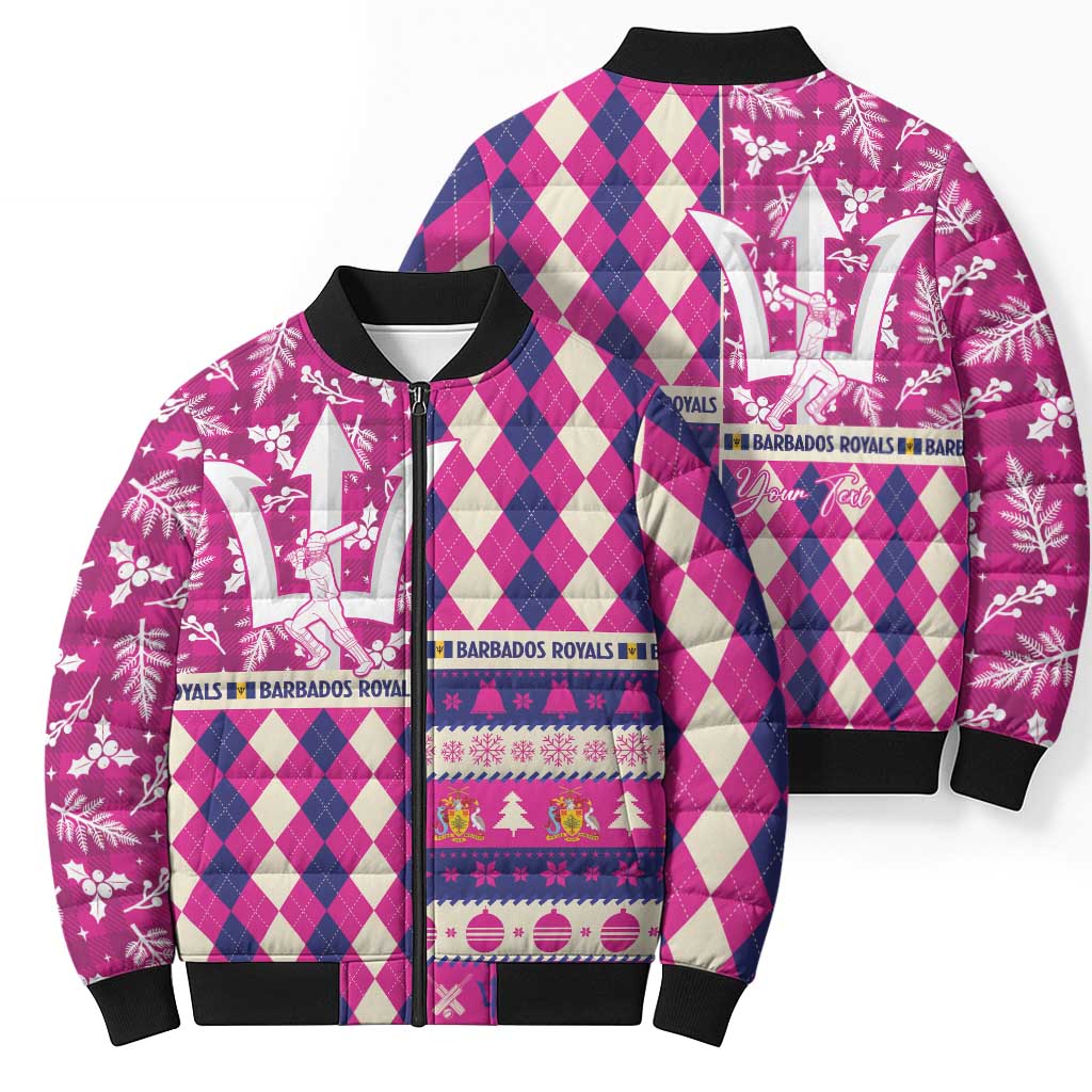 Personalized Barbados Cricket Christmas Bomber Puffer Jacket Merry Xmas Royals - Wonder Print Shop
