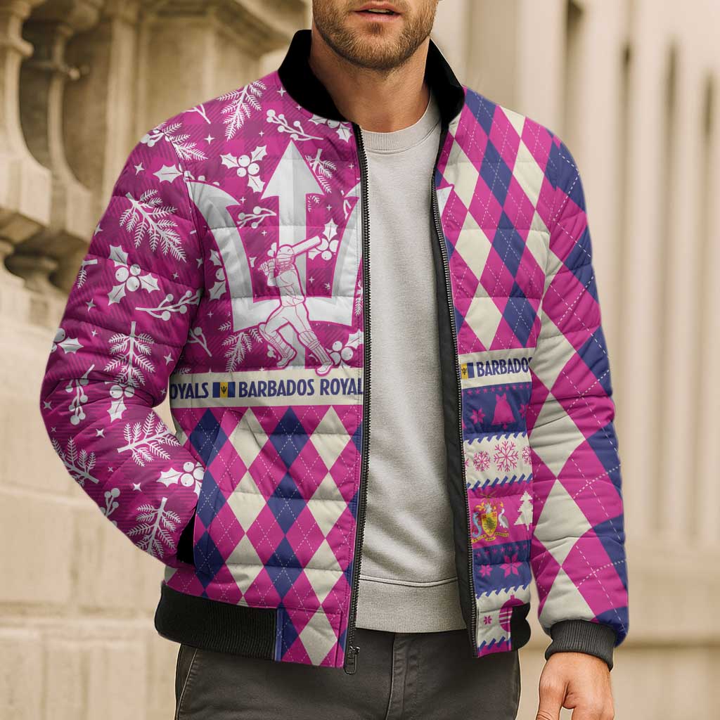 Personalized Barbados Cricket Christmas Bomber Puffer Jacket Merry Xmas Royals - Wonder Print Shop