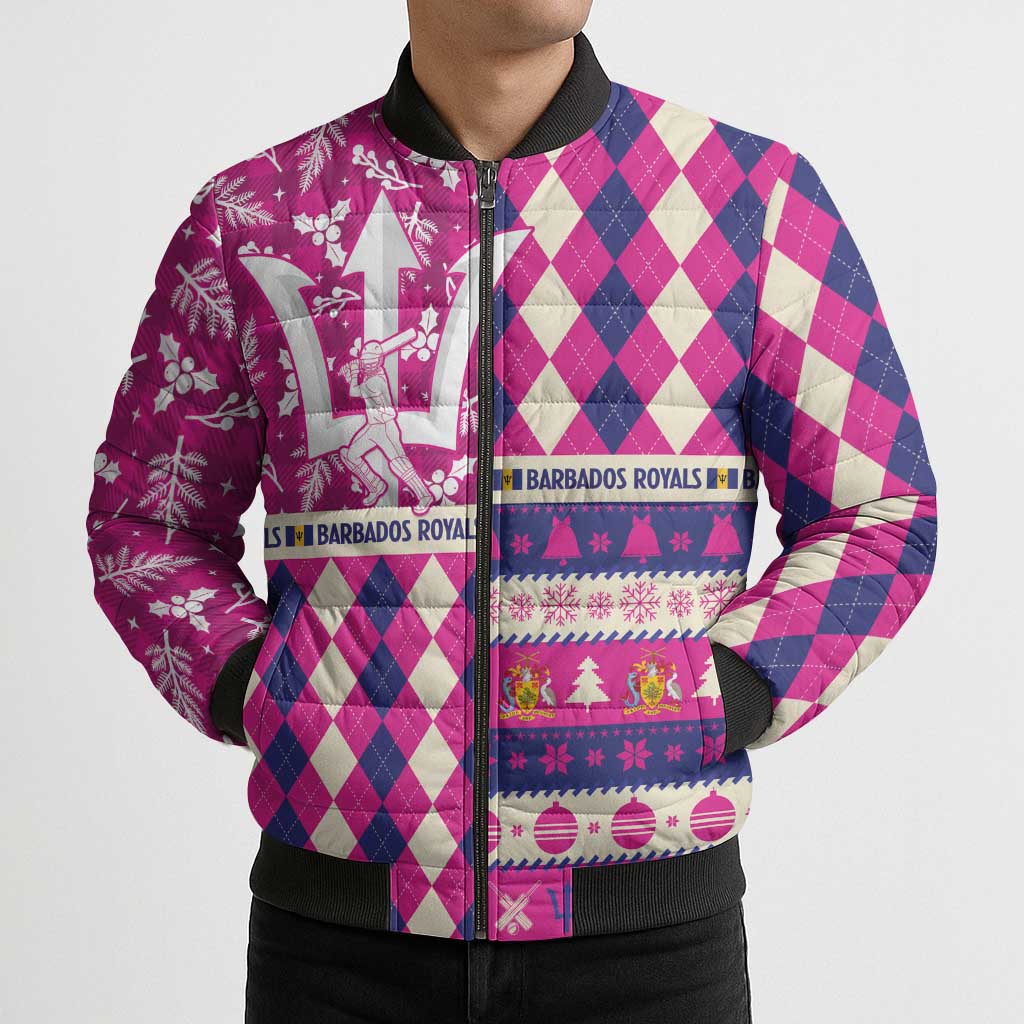 Personalized Barbados Cricket Christmas Bomber Puffer Jacket Merry Xmas Royals - Wonder Print Shop