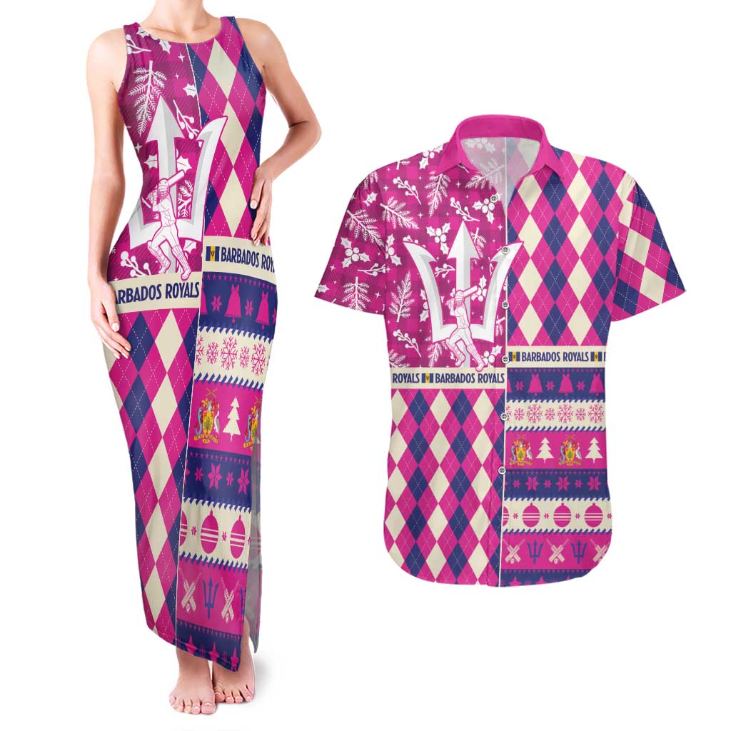 Personalized Barbados Cricket Christmas Couples Matching Tank Maxi Dress and Hawaiian Shirt Merry Xmas Royals - Wonder Print Shop