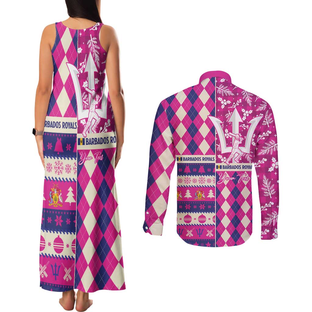 Personalized Barbados Cricket Christmas Couples Matching Tank Maxi Dress and Long Sleeve Button Shirt Merry Xmas Royals - Wonder Print Shop