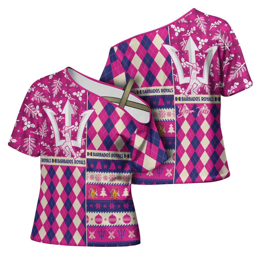 Personalized Barbados Cricket Christmas Cross Shoulder Shirt Merry Xmas Royals - Wonder Print Shop