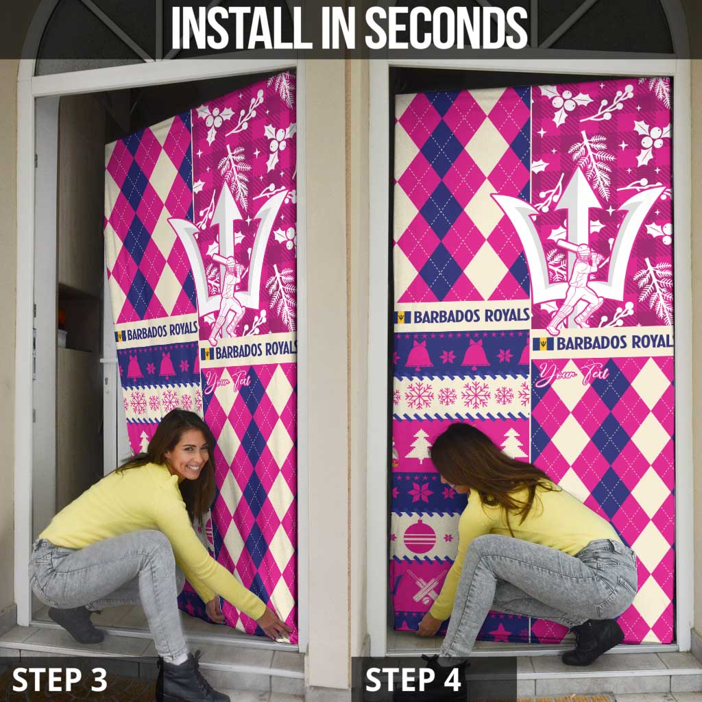 Personalized Barbados Cricket Christmas Door Cover Merry Xmas Royals - Wonder Print Shop