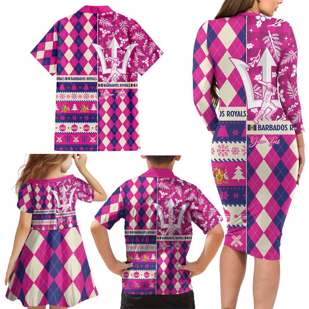 Personalized Barbados Cricket Christmas Family Matching Long Sleeve Bodycon Dress and Hawaiian Shirt Merry Xmas Royals - Wonder Print Shop