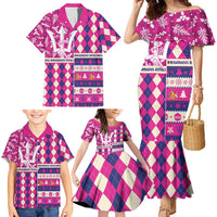Personalized Barbados Cricket Christmas Family Matching Mermaid Dress and Hawaiian Shirt Merry Xmas Royals - Wonder Print Shop