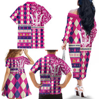 Personalized Barbados Cricket Christmas Family Matching Off The Shoulder Long Sleeve Dress and Hawaiian Shirt Merry Xmas Royals - Wonder Print Shop