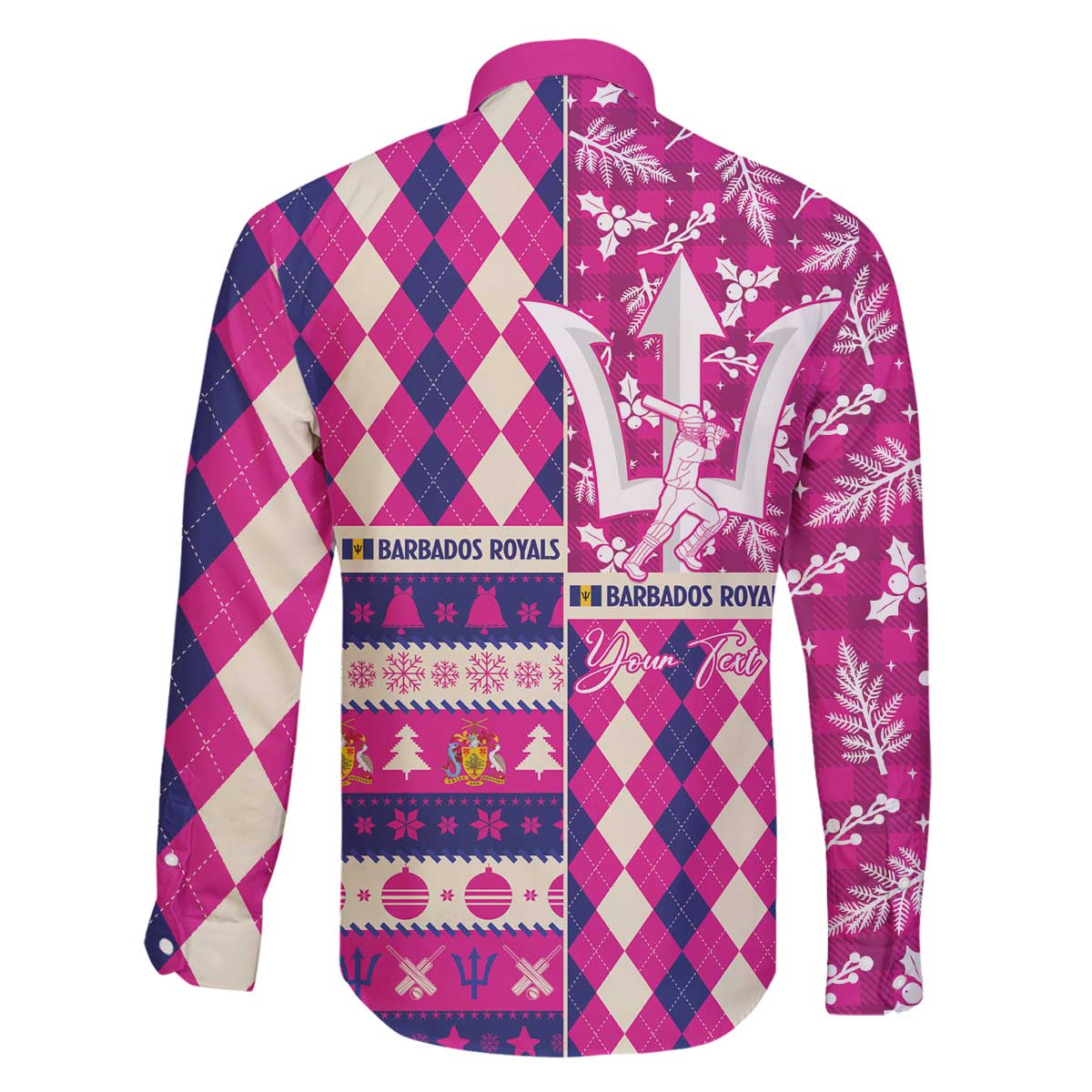 Personalized Barbados Cricket Christmas Family Matching Off The Shoulder Long Sleeve Dress and Hawaiian Shirt Merry Xmas Royals - Wonder Print Shop