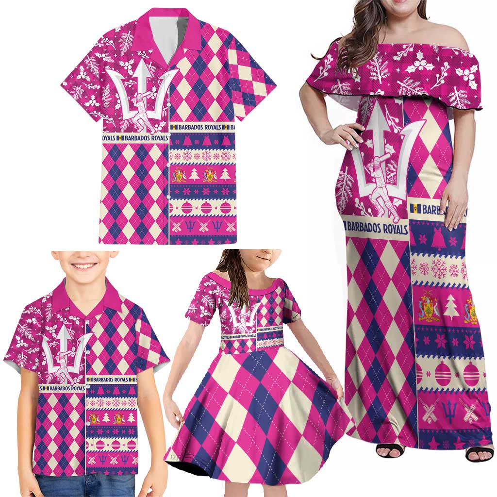 Personalized Barbados Cricket Christmas Family Matching Off Shoulder Maxi Dress and Hawaiian Shirt Merry Xmas Royals - Wonder Print Shop