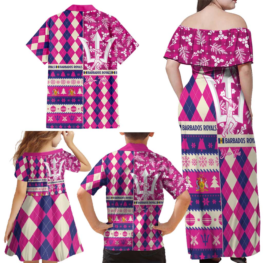 Personalized Barbados Cricket Christmas Family Matching Off Shoulder Maxi Dress and Hawaiian Shirt Merry Xmas Royals - Wonder Print Shop