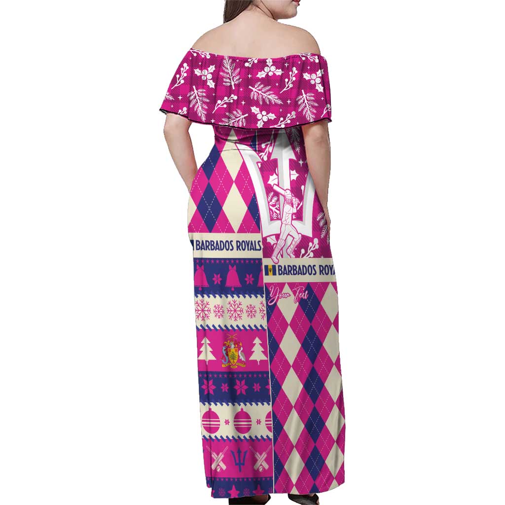 Personalized Barbados Cricket Christmas Family Matching Off Shoulder Maxi Dress and Hawaiian Shirt Merry Xmas Royals - Wonder Print Shop