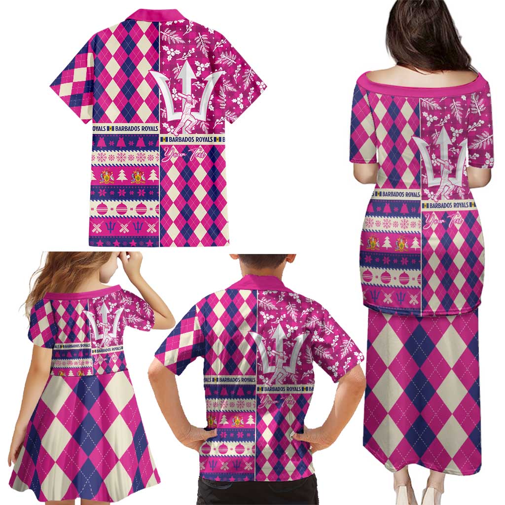 Personalized Barbados Cricket Christmas Family Matching Puletasi and Hawaiian Shirt Merry Xmas Royals - Wonder Print Shop