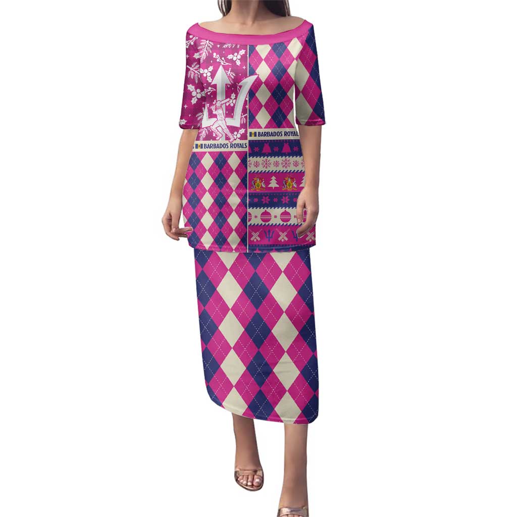 Personalized Barbados Cricket Christmas Family Matching Puletasi and Hawaiian Shirt Merry Xmas Royals - Wonder Print Shop