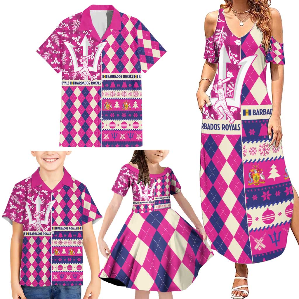 Personalized Barbados Cricket Christmas Family Matching Summer Maxi Dress and Hawaiian Shirt Merry Xmas Royals - Wonder Print Shop