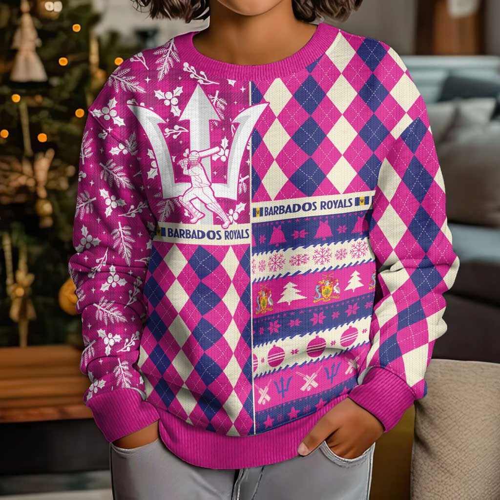 Personalized Barbados Cricket Christmas Kid Ugly Christmas Sweater Merry Xmas Royals - Wonder Print Shop