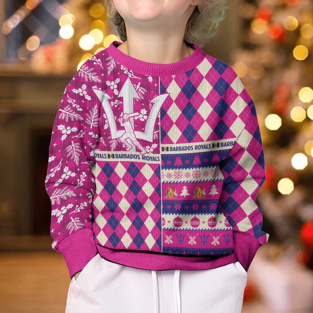 Personalized Barbados Cricket Christmas Kid Ugly Christmas Sweater Merry Xmas Royals - Wonder Print Shop