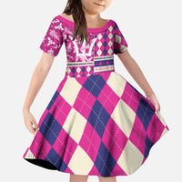 Personalized Barbados Cricket Christmas Kid Short Sleeve Dress Merry Xmas Royals - Wonder Print Shop