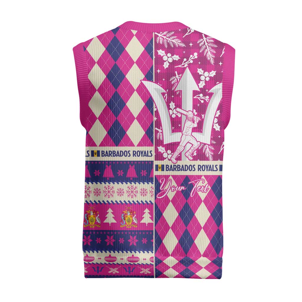 Personalized Barbados Cricket Christmas Knitted V-Neck Vest Merry Xmas Royals - Wonder Print Shop