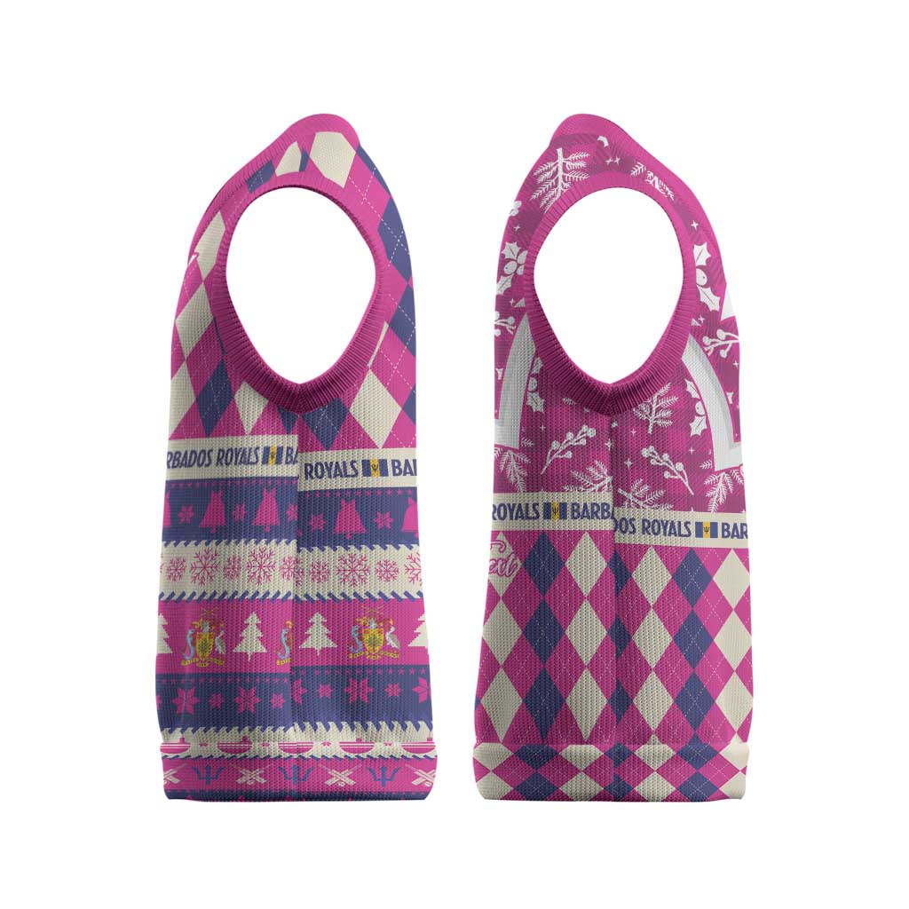 Personalized Barbados Cricket Christmas Knitted V-Neck Vest Merry Xmas Royals - Wonder Print Shop