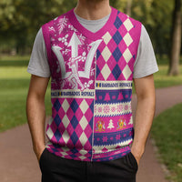 Personalized Barbados Cricket Christmas Knitted V-Neck Vest Merry Xmas Royals - Wonder Print Shop