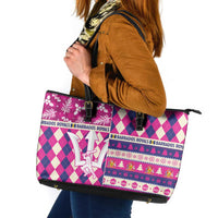 Barbados Cricket Christmas Leather Tote Bag Merry Xmas Royals - Wonder Print Shop