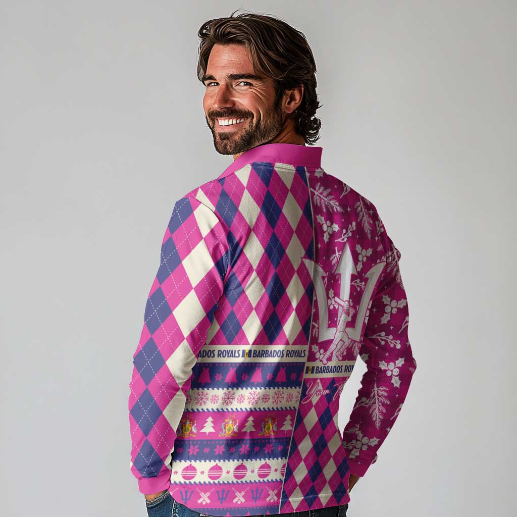 Personalized Barbados Cricket Christmas Long Sleeve Polo Shirt Merry Xmas Royals - Wonder Print Shop