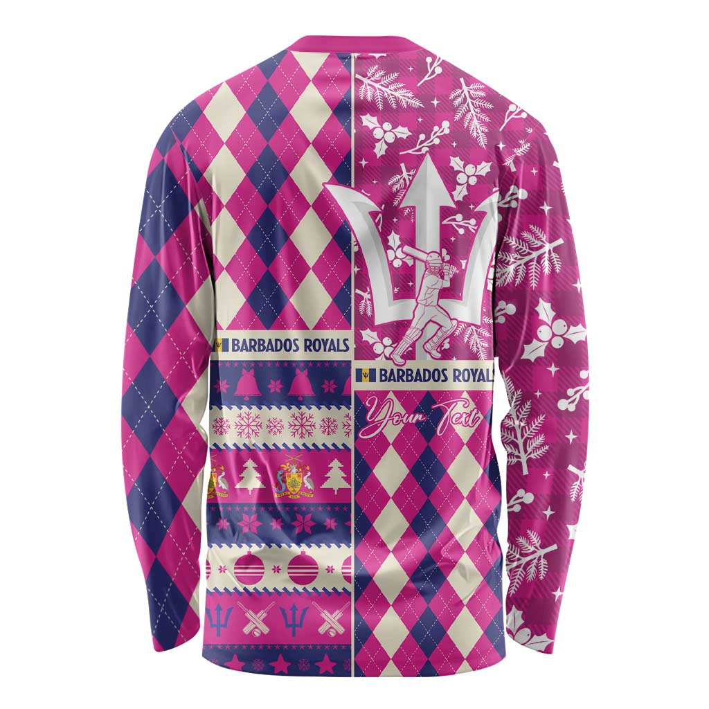 Personalized Barbados Cricket Christmas Long Sleeve Shirt Merry Xmas Royals - Wonder Print Shop