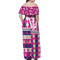 Personalized Barbados Cricket Christmas Off Shoulder Maxi Dress Merry Xmas Royals - Wonder Print Shop