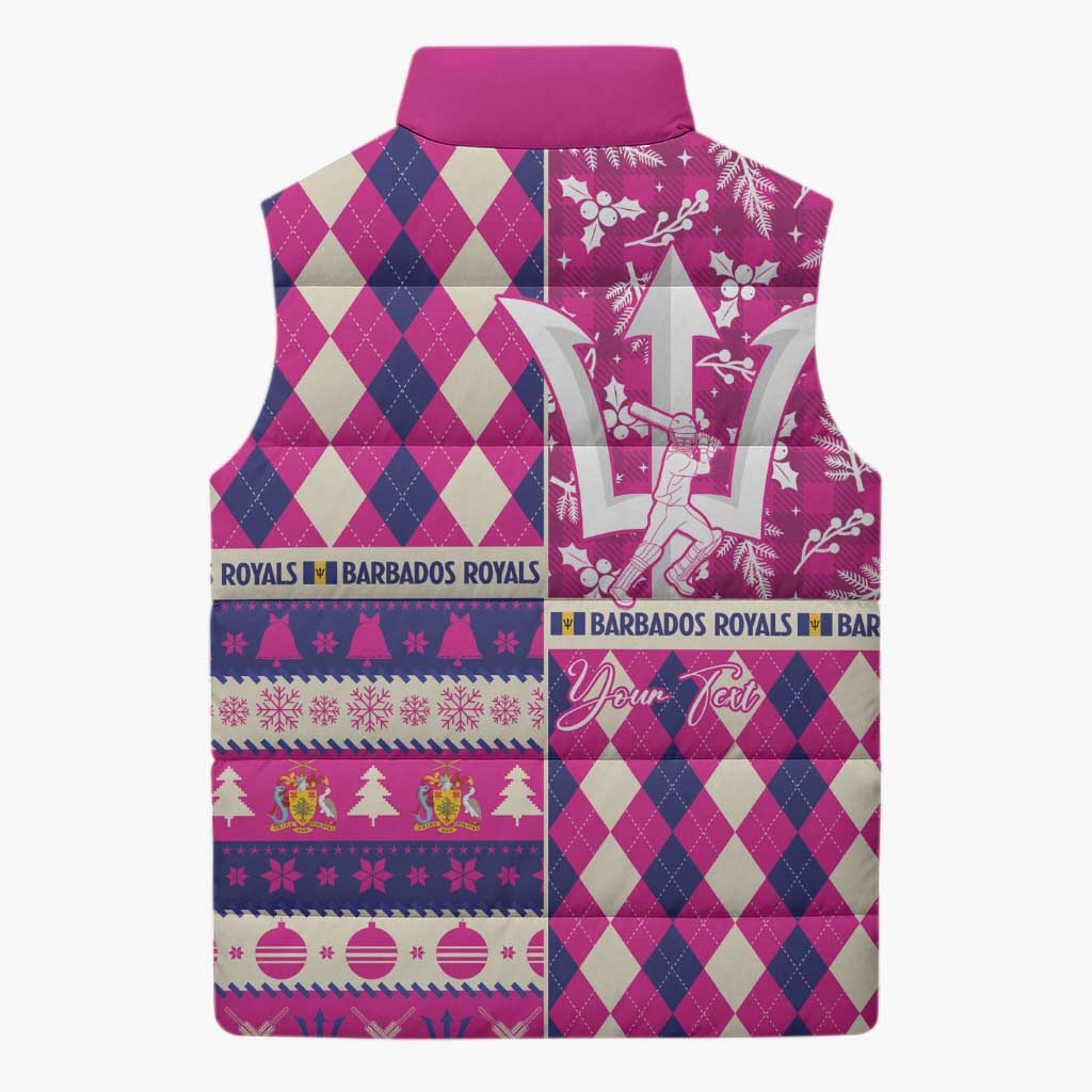Personalized Barbados Cricket Christmas Sleeveless Puffer Jacket Merry Xmas Royals - Wonder Print Shop