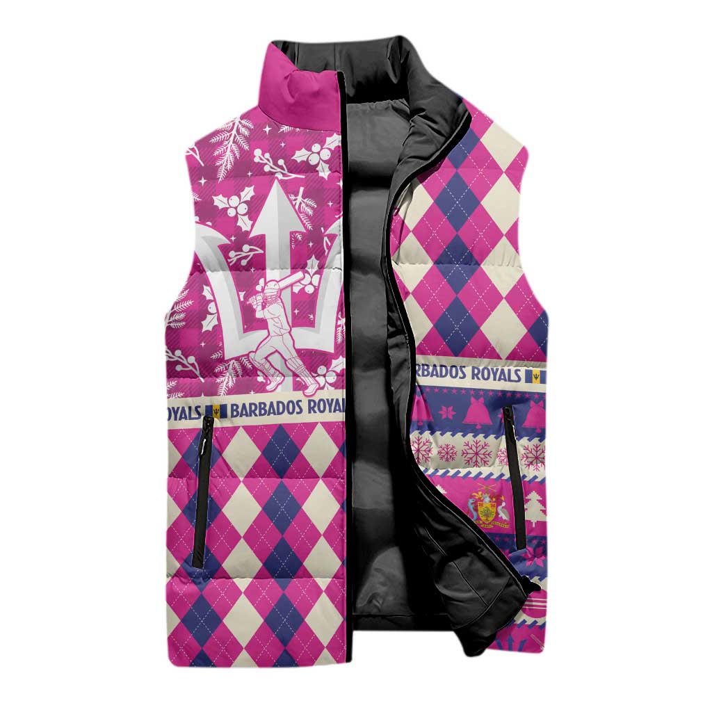 Personalized Barbados Cricket Christmas Sleeveless Puffer Jacket Merry Xmas Royals - Wonder Print Shop