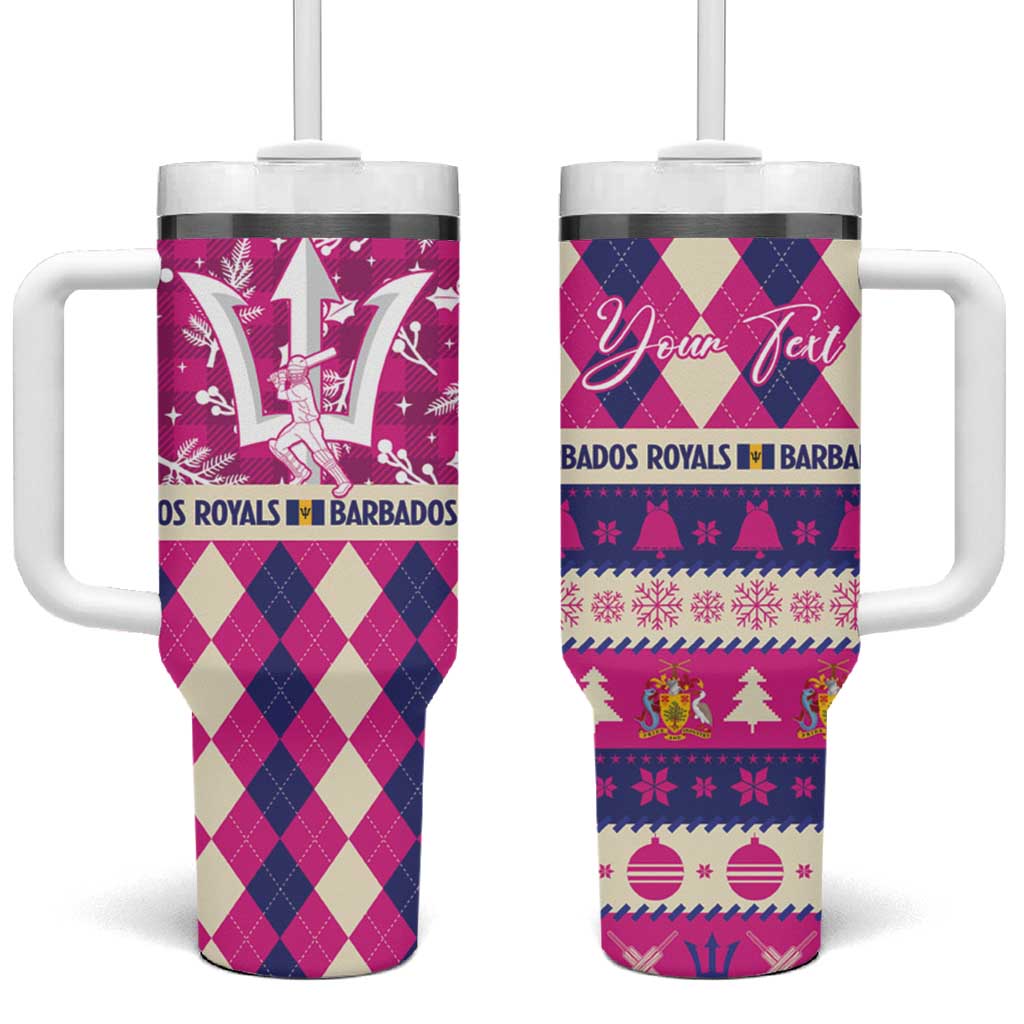 Personalized Barbados Cricket Christmas Tumbler With Handle Merry Xmas Royals - Wonder Print Shop