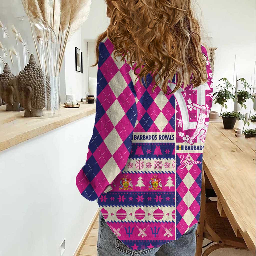 Personalized Barbados Cricket Christmas Women Casual Shirt Merry Xmas Royals - Wonder Print Shop