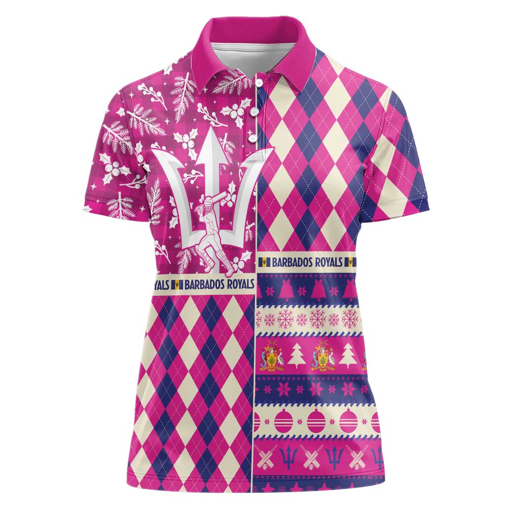 Personalized Barbados Cricket Christmas Women Polo Shirt Merry Xmas Royals - Wonder Print Shop