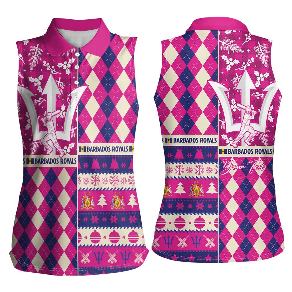 Personalized Barbados Cricket Christmas Women Sleeveless Polo Shirt Merry Xmas Royals - Wonder Print Shop