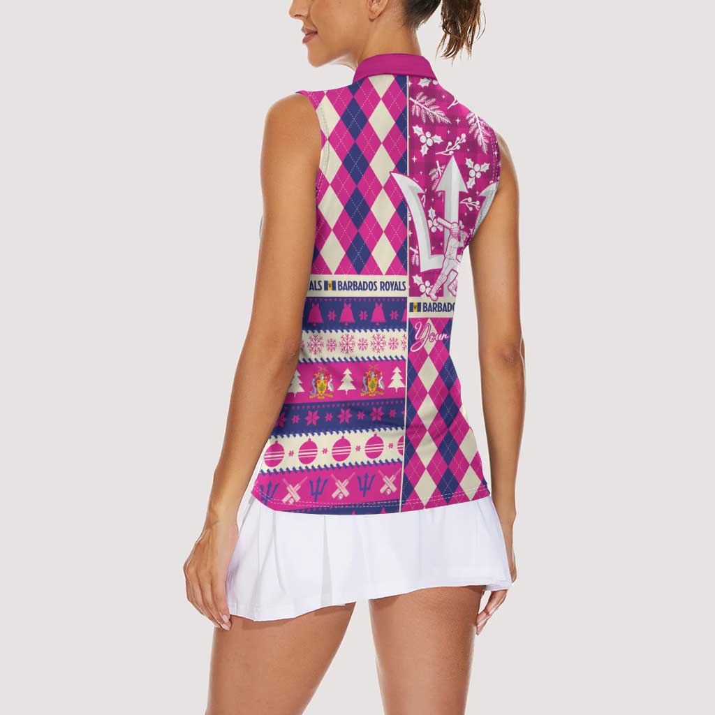 Personalized Barbados Cricket Christmas Women Sleeveless Polo Shirt Merry Xmas Royals - Wonder Print Shop