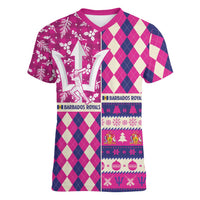 Personalized Barbados Cricket Christmas Women V-Neck T-Shirt Merry Xmas Royals - Wonder Print Shop