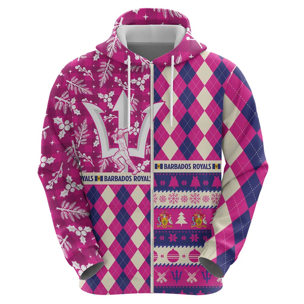 Personalized Barbados Cricket Christmas Zip Hoodie Merry Xmas Royals - Wonder Print Shop