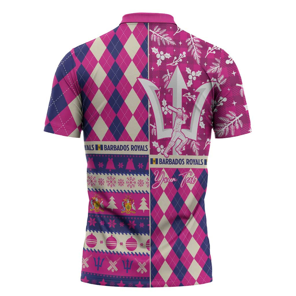 Personalized Barbados Cricket Christmas Zipper Polo Shirt Merry Xmas Royals - Wonder Print Shop