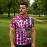 Personalized Barbados Cricket Christmas Zipper Polo Shirt Merry Xmas Royals - Wonder Print Shop