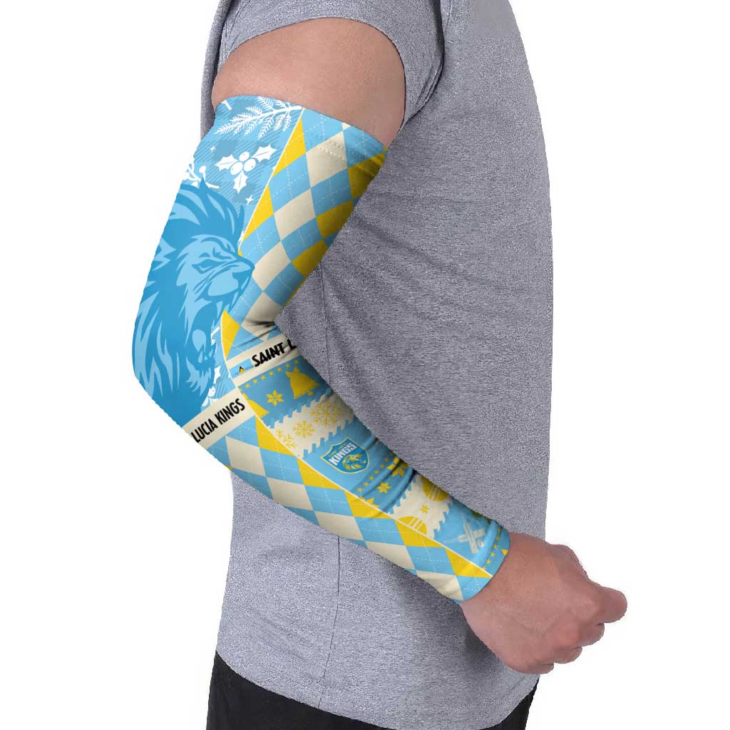 Personalized St Lucia Cricket Christmas Arm Sleeves Merry Xmas Kings - Wonder Print Shop