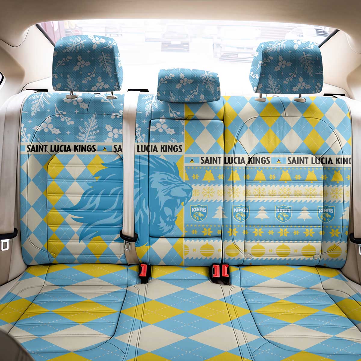 St Lucia Cricket Christmas Back Car Seat Cover Merry Xmas Kings - Wonder Print Shop