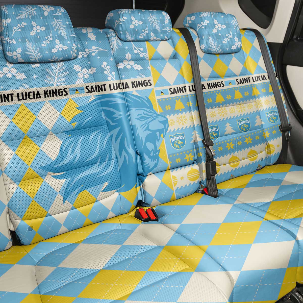St Lucia Cricket Christmas Back Car Seat Cover Merry Xmas Kings - Wonder Print Shop
