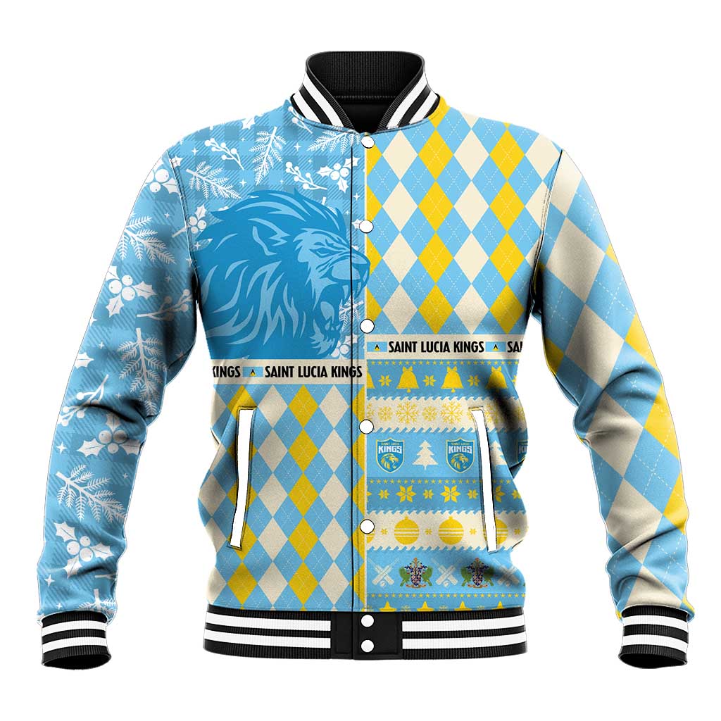 Personalized St Lucia Cricket Christmas Baseball Jacket Merry Xmas Kings - Wonder Print Shop