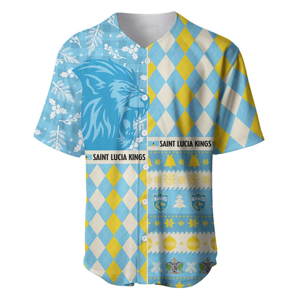 Personalized St Lucia Cricket Christmas Baseball Jersey Merry Xmas Kings - Wonder Print Shop