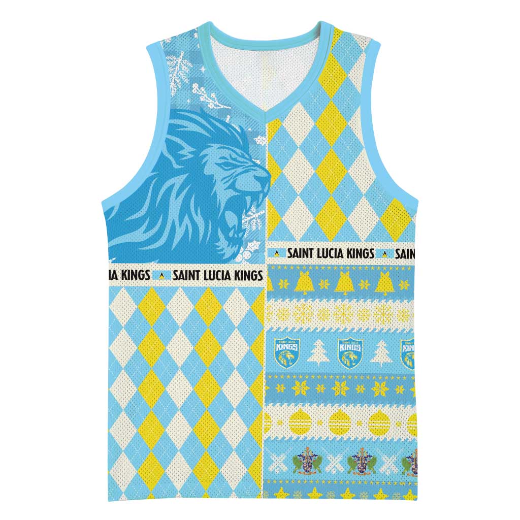 Personalized St Lucia Cricket Christmas Basketball Jersey Merry Xmas Kings - Wonder Print Shop