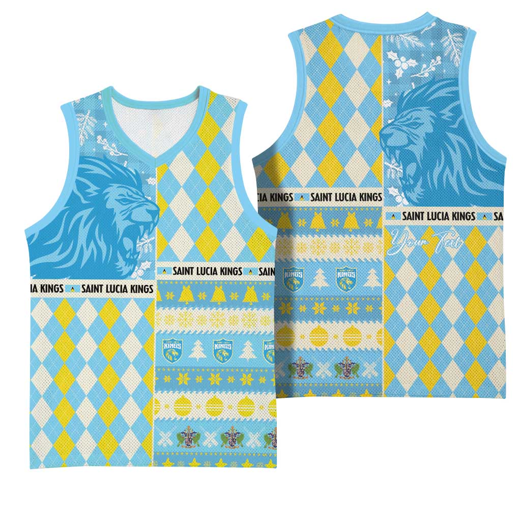 Personalized St Lucia Cricket Christmas Basketball Jersey Merry Xmas Kings - Wonder Print Shop