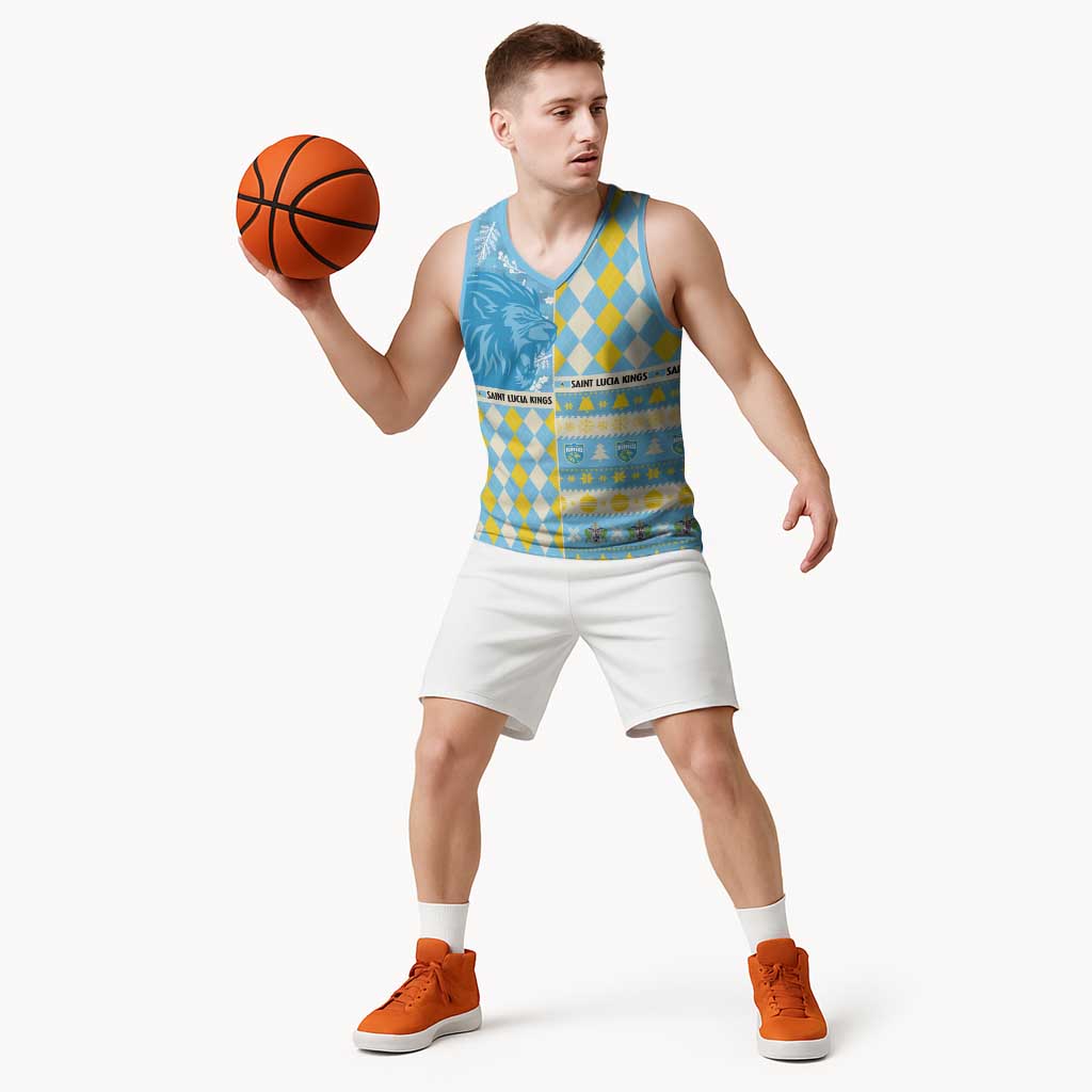 Personalized St Lucia Cricket Christmas Basketball Jersey Merry Xmas Kings - Wonder Print Shop