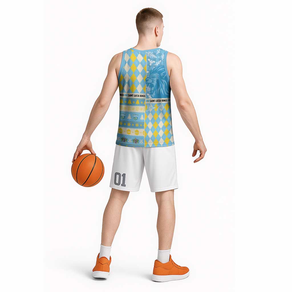 Personalized St Lucia Cricket Christmas Basketball Jersey Merry Xmas Kings - Wonder Print Shop